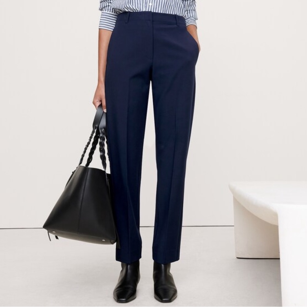 NWOT Banana Republic High Rise Modern Slim City Stretch Ankle Pant Navy